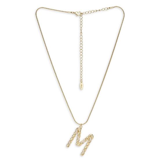 NEW ETTIKA ANTHROPOLOGY 18K Goldplated Twisted Crystal Initial Necklace M - Picture 1 of 5